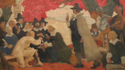"Study for Pilgrim Mural" Max Bohm (1868-1923)