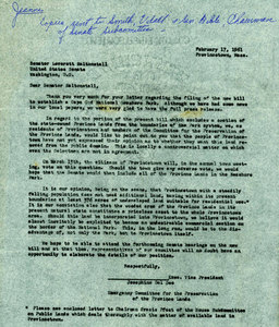 Letter from Josephine Del Deo to Senator Leverett Saltonstall