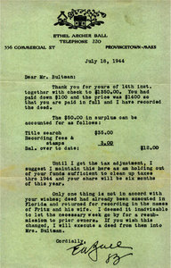Letter from Ethel Ball to Fritz Bultman's father