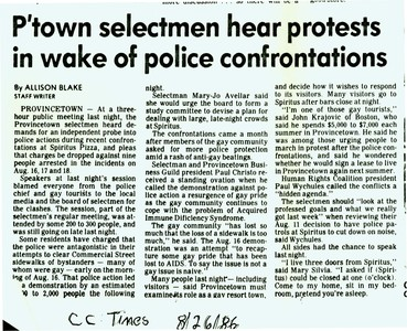 Spiritus - Cape Cod Times article re: protests in the wake of police confrontation