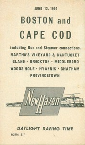 New Haven Railroad/Bus Schedule 1954