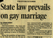 State Law Prevails On Gay Marriage